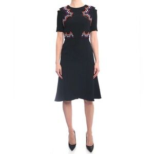 Roland Mouret | Moresby Raffia Trim Stretch Crepe Dress